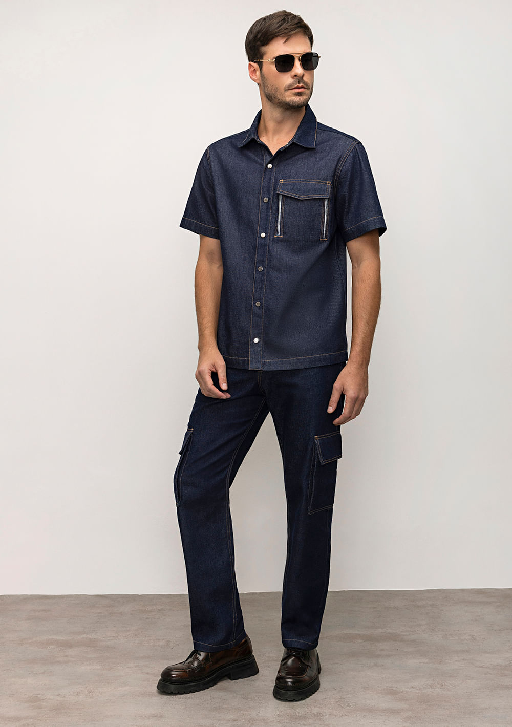 Calça Cargo Cós Intermediário Com Bolso Foly Jeans