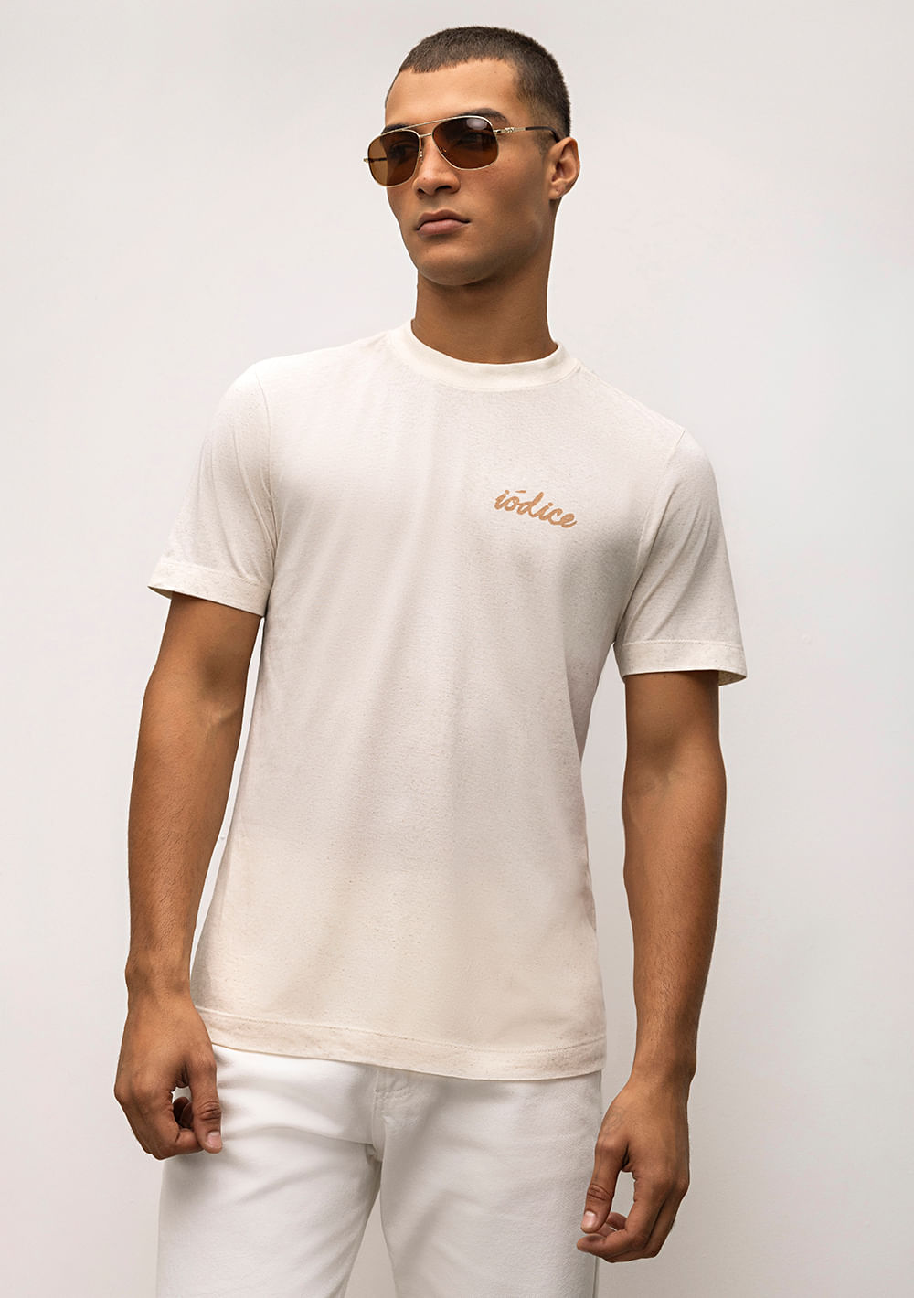 Camiseta Reta Careca Logo Manuscrito Cru