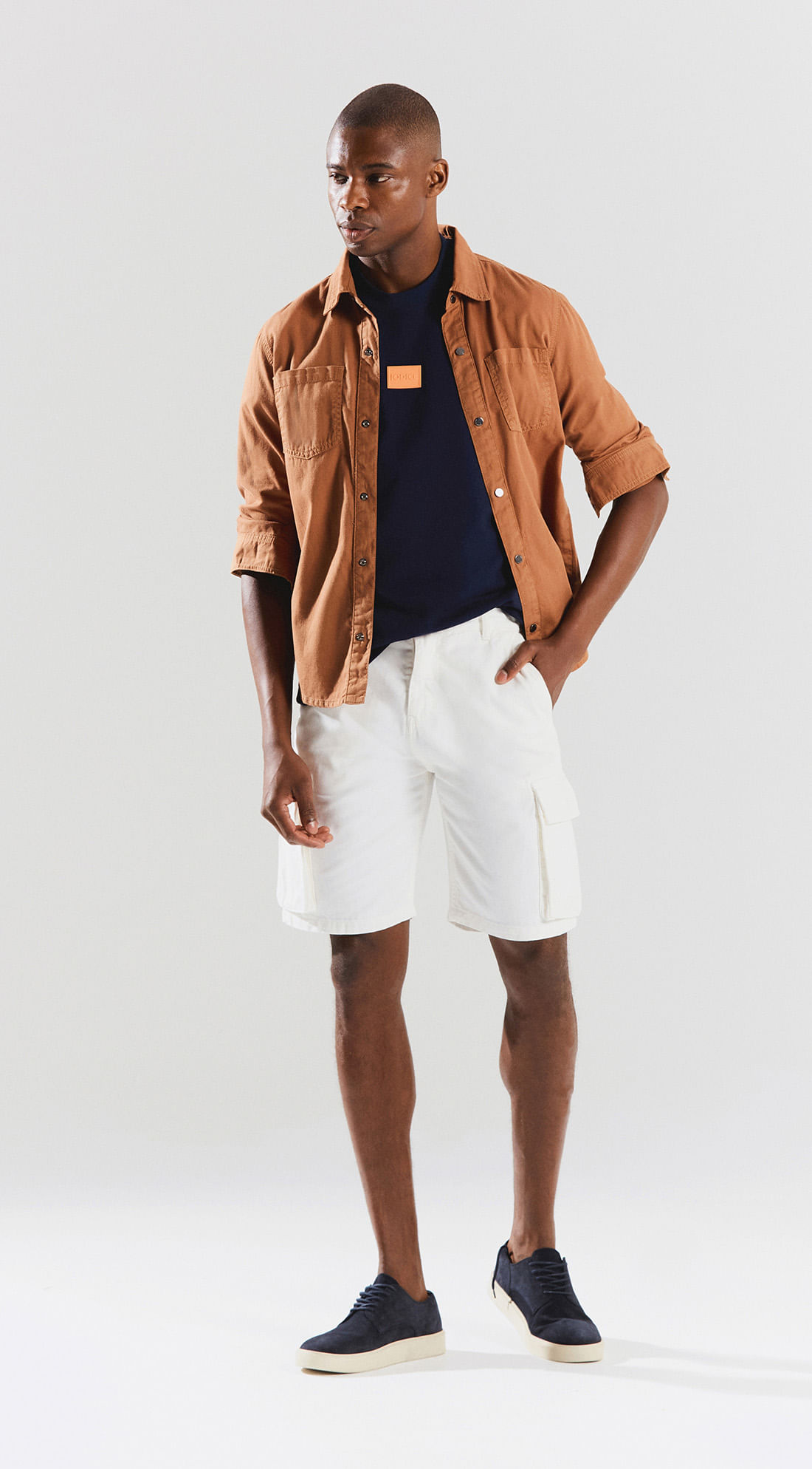 Bermuda Cargo Detalhe Bolso Off White
