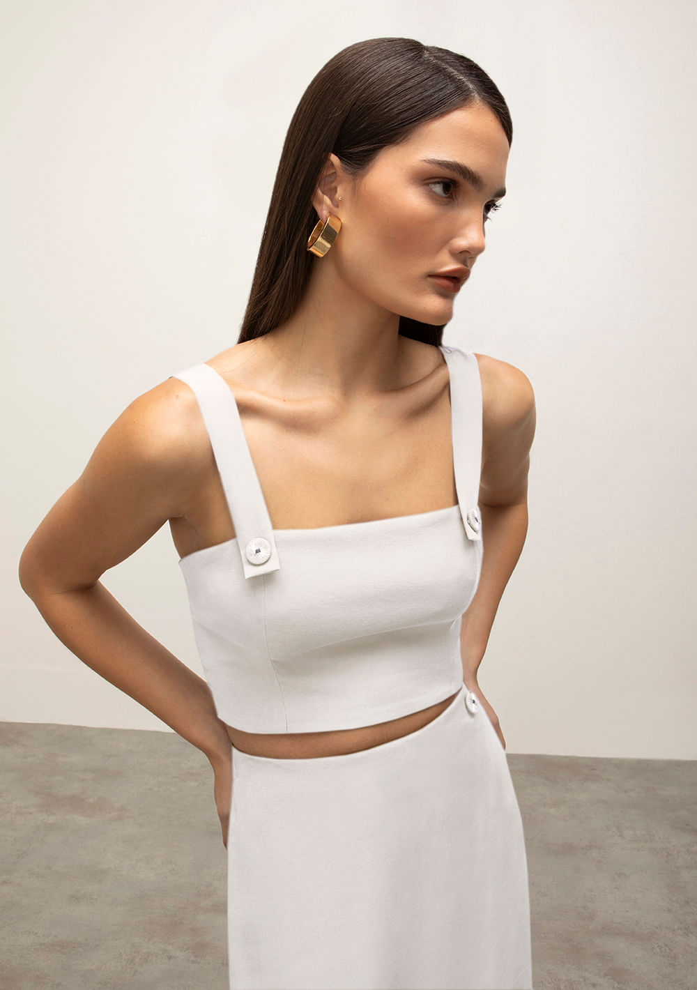 Top Iódice Justo Sem Manga Com Botão Off White