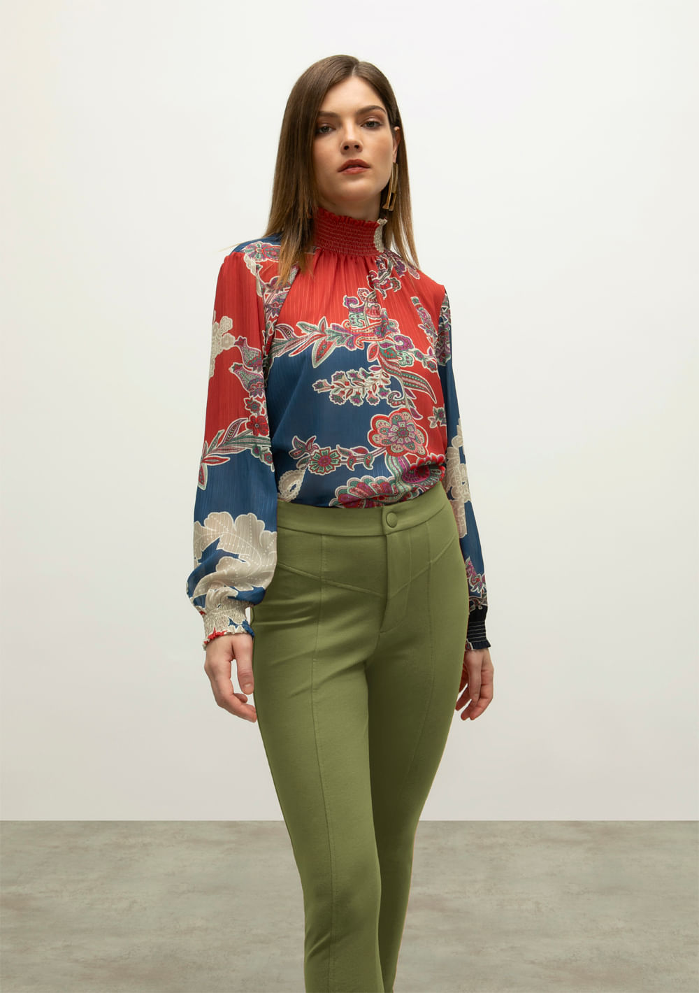 Calca Iódice Legging Cós Alto Com Recorte Verde
