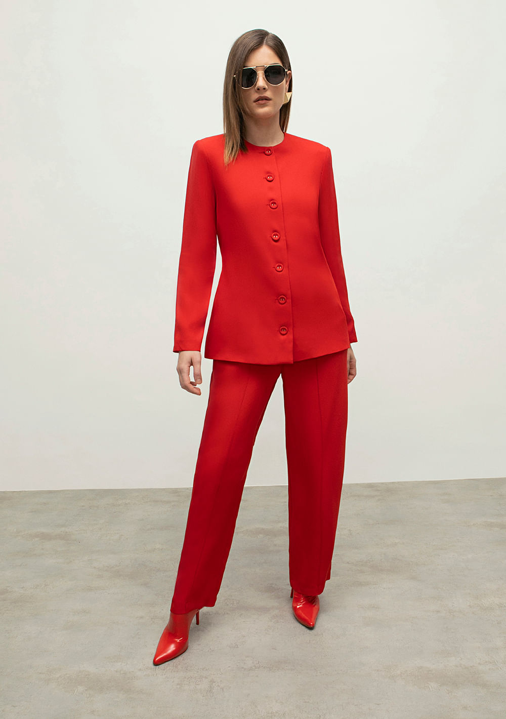 Blazer Iódice Com Botão Alfaiataria Vermelho