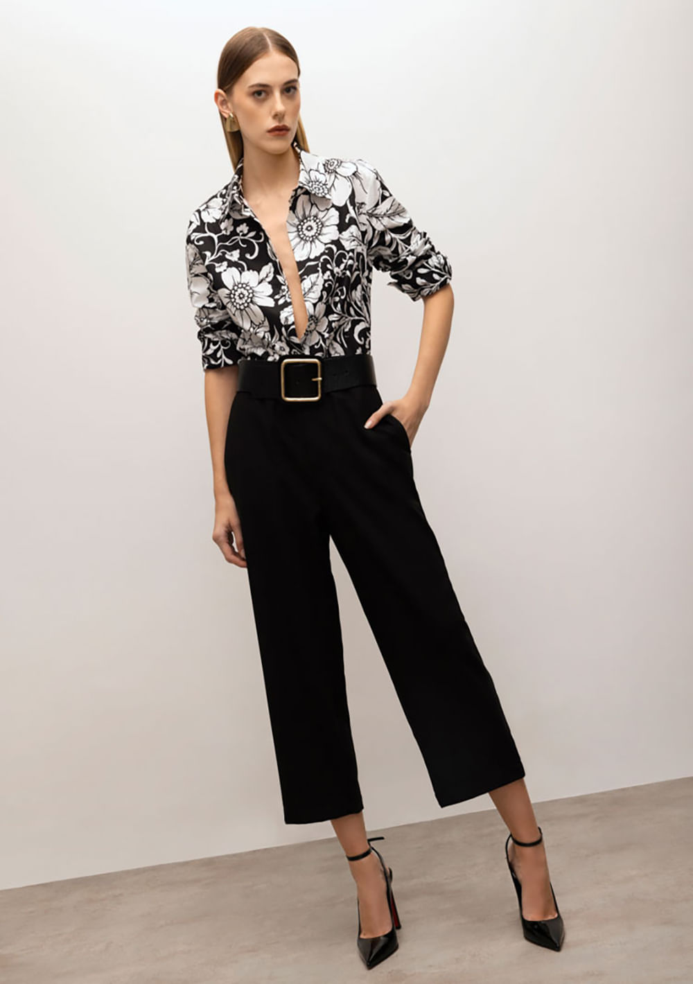 Camisa Iódice Manga Longa Com Pence Preto
