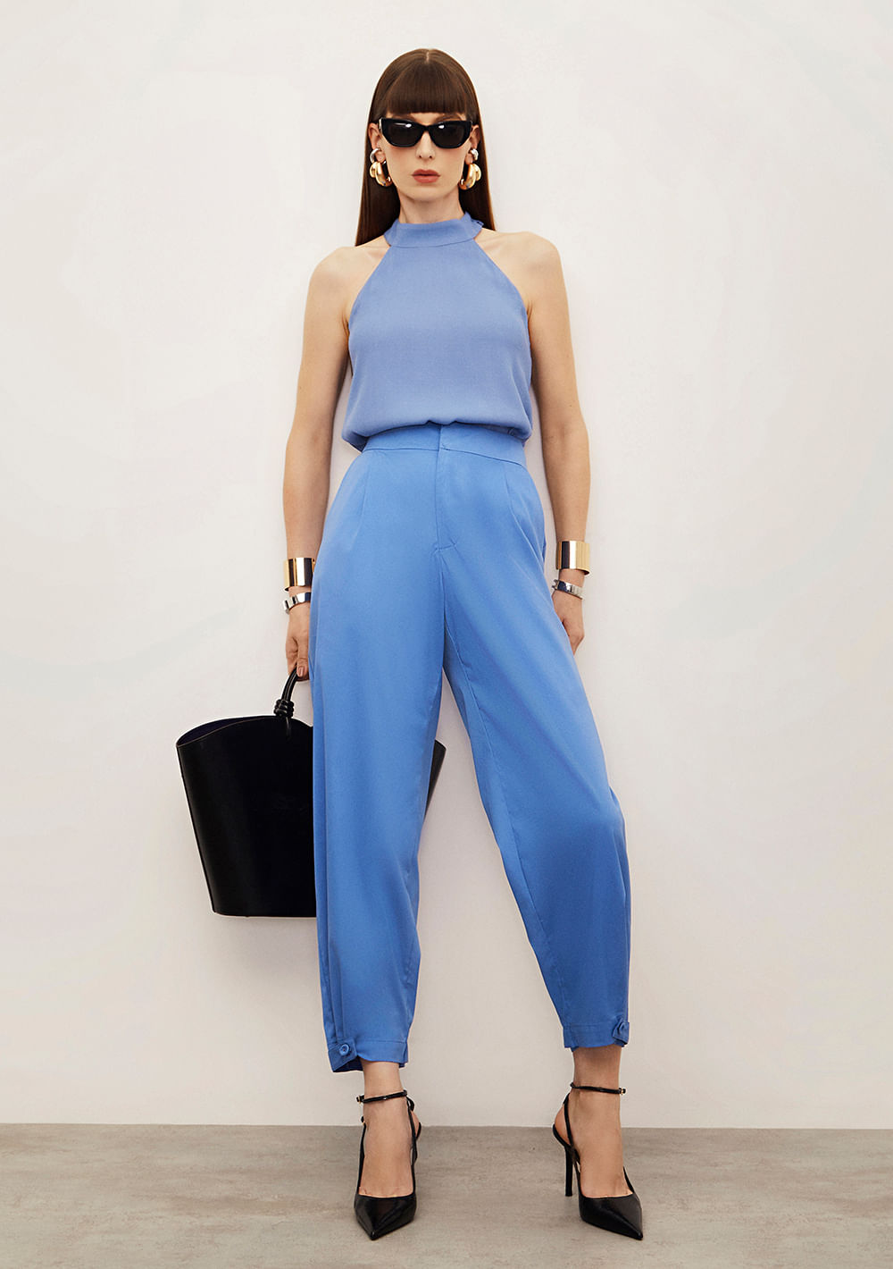 Calça Iódice Cenoura Alta Azul