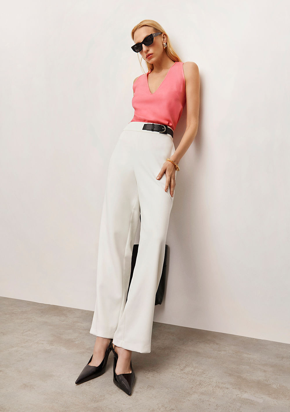 Calça Iódice Reta Alta Off White