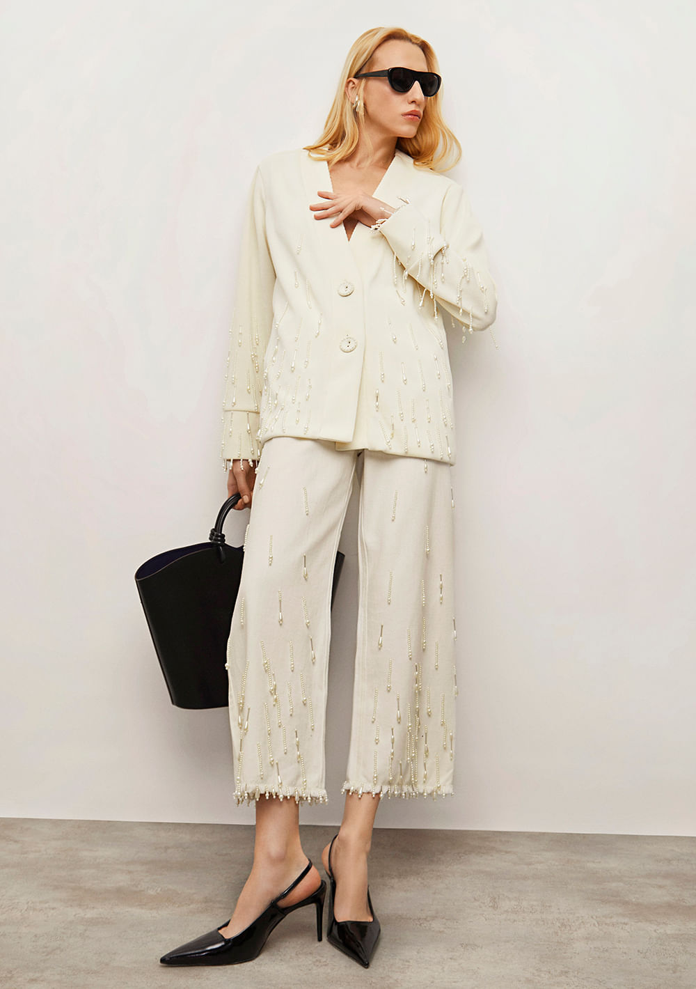 Casaco Iódice Oversized Manga Longa Alongado Off White