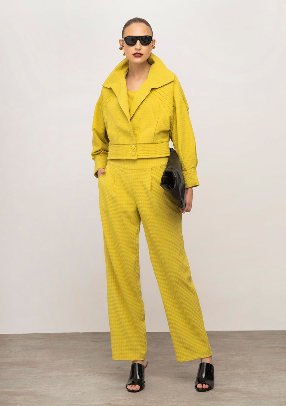 Calça Iódice Reta Alta Amarelo