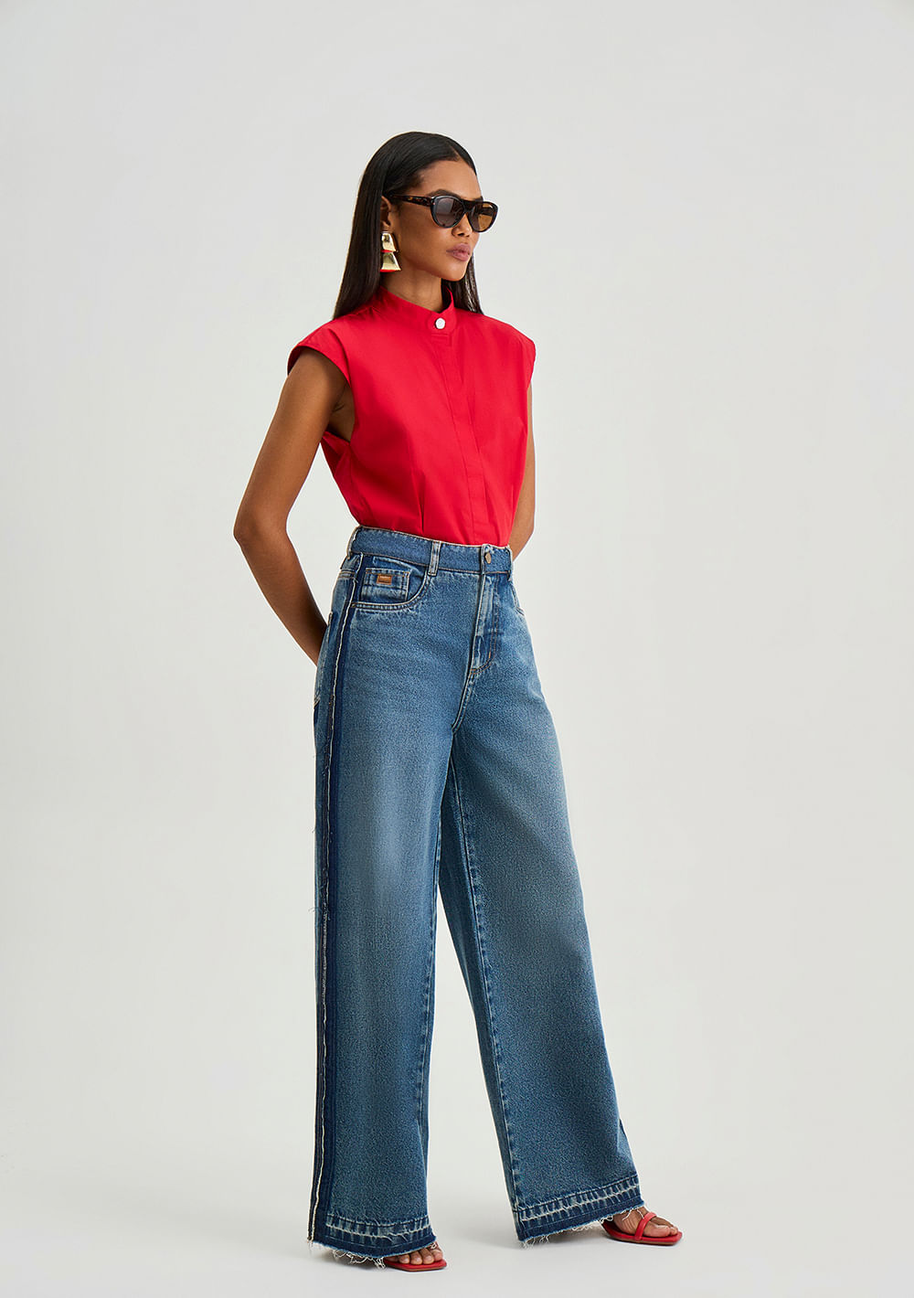 Calça Iódice Wide Alta Azul