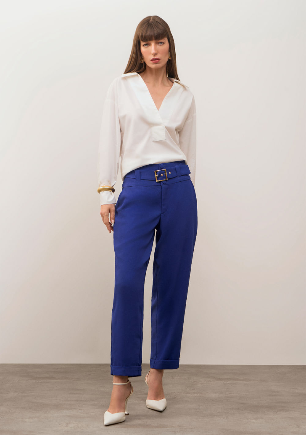 Calça Iódice Cenoura Alta Azul