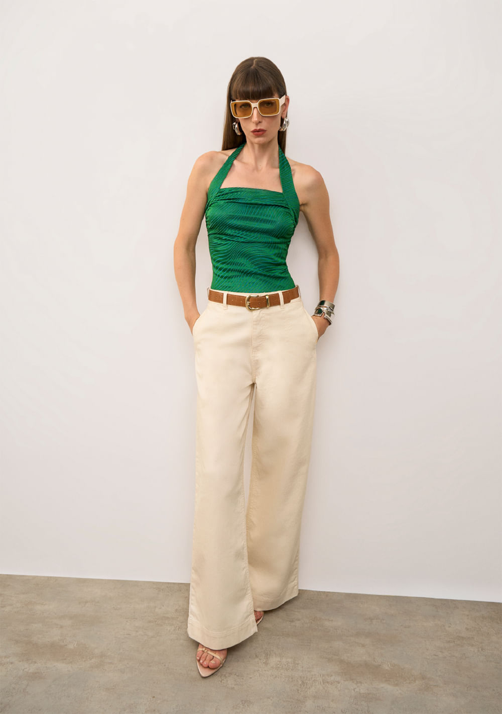 Calça Iódice Pantalona Alta Off White
