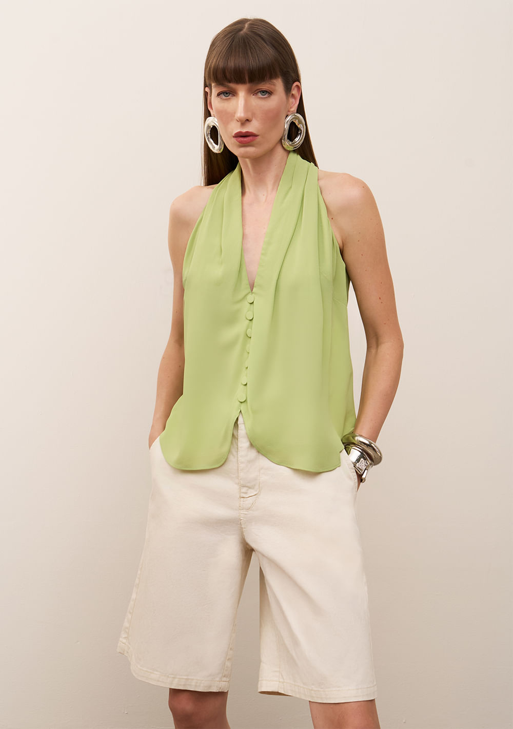 Bermuda Iódice Reta Alta Off White