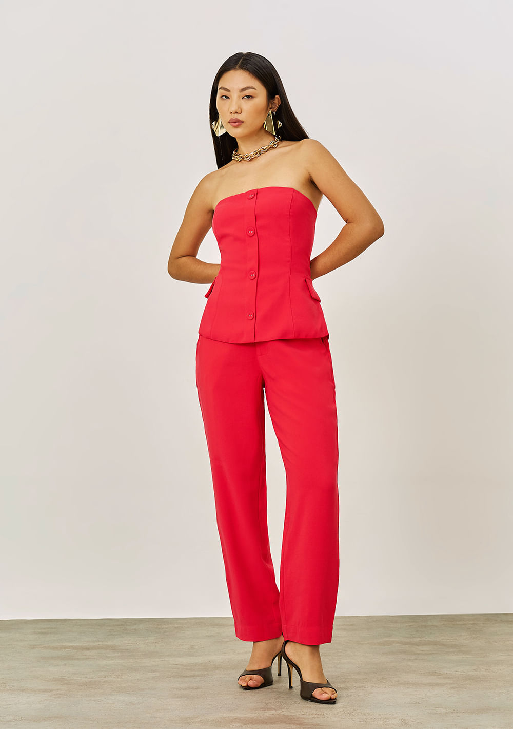 Calça Iódice Slim Alta Vermelho