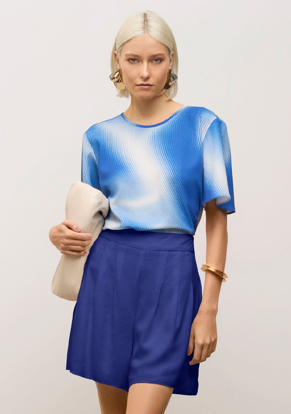 Shorts Iódice Amplo Alta Azul