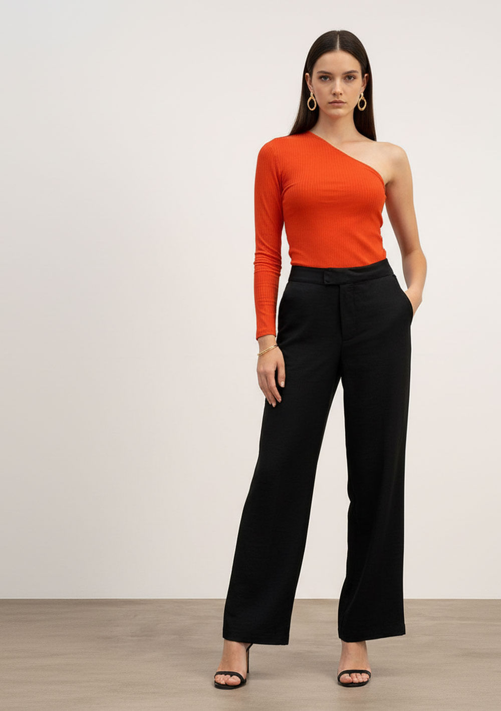 Calça Reta Alta Preto