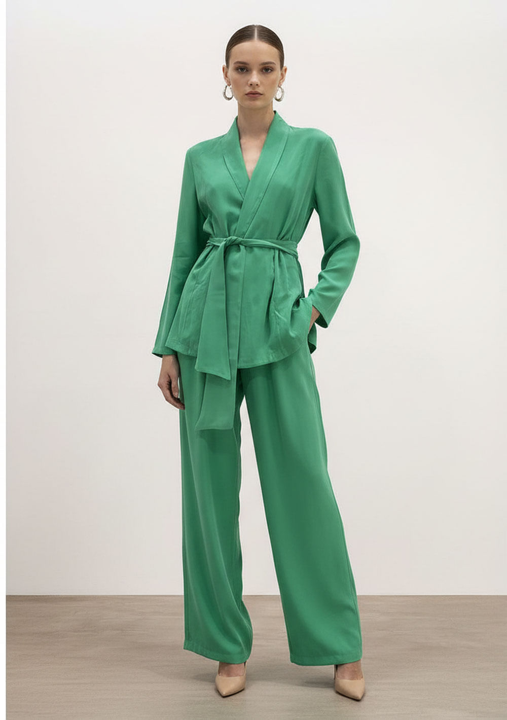 Calça Reta Alta Verde