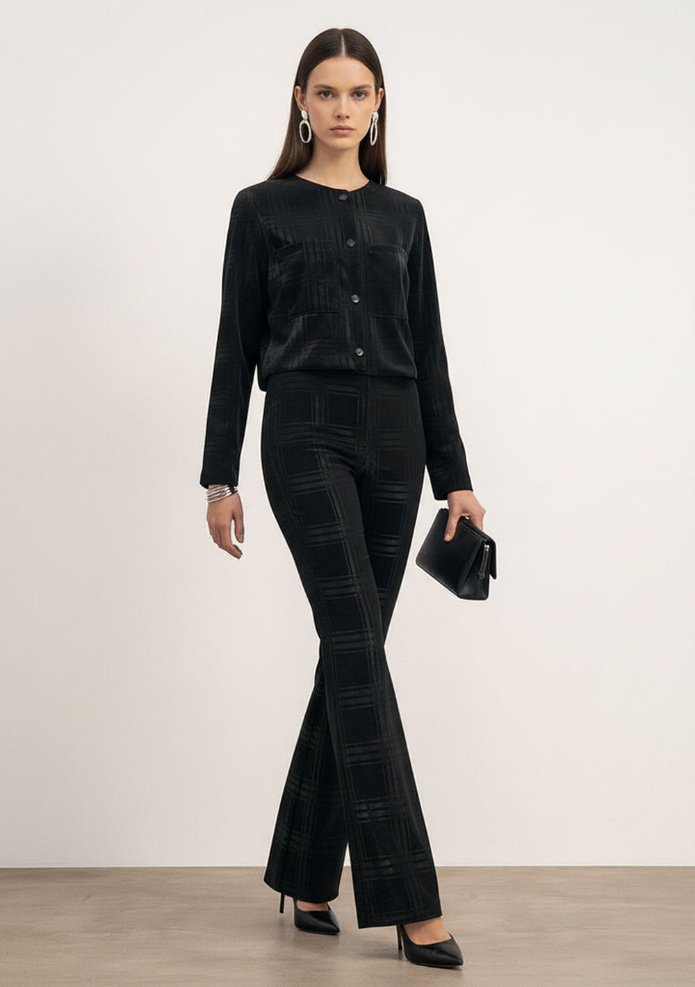 Calça Flare Alta Preto