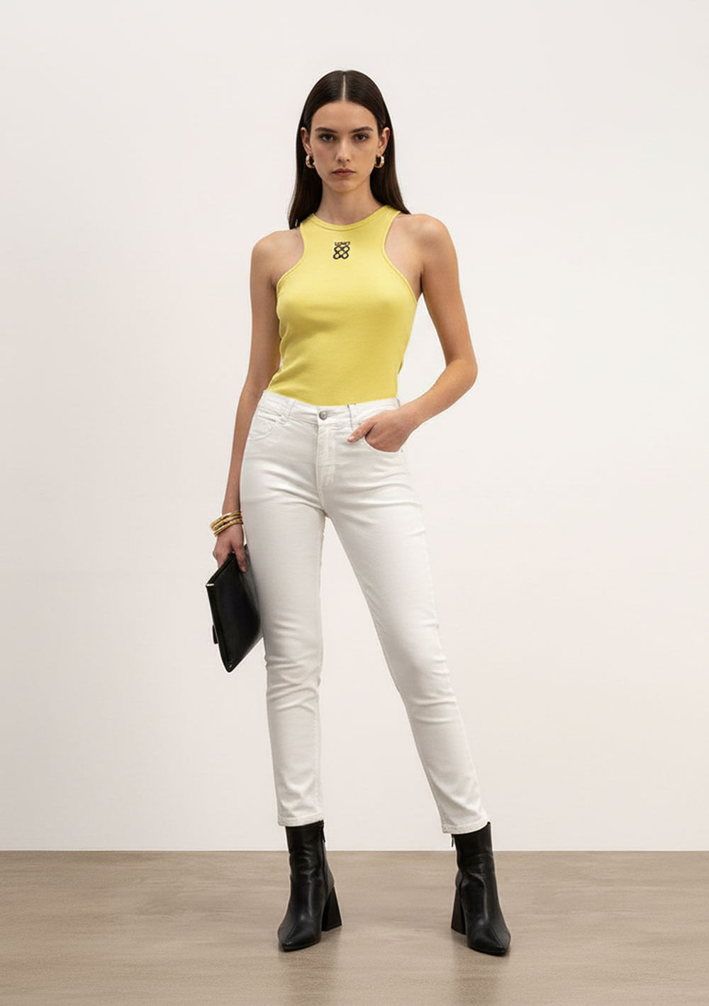 Calça Cigarrete Alta Off White