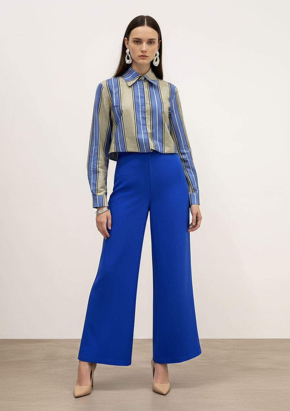 Calça Wide Alta Azul