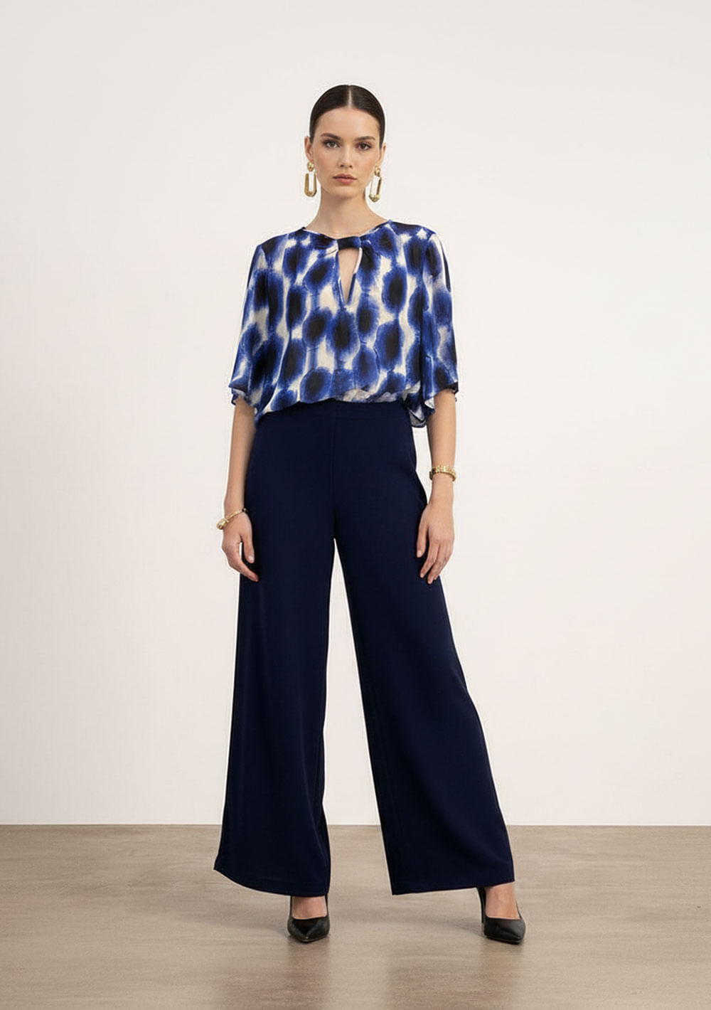 Calça Wide Alta Azul