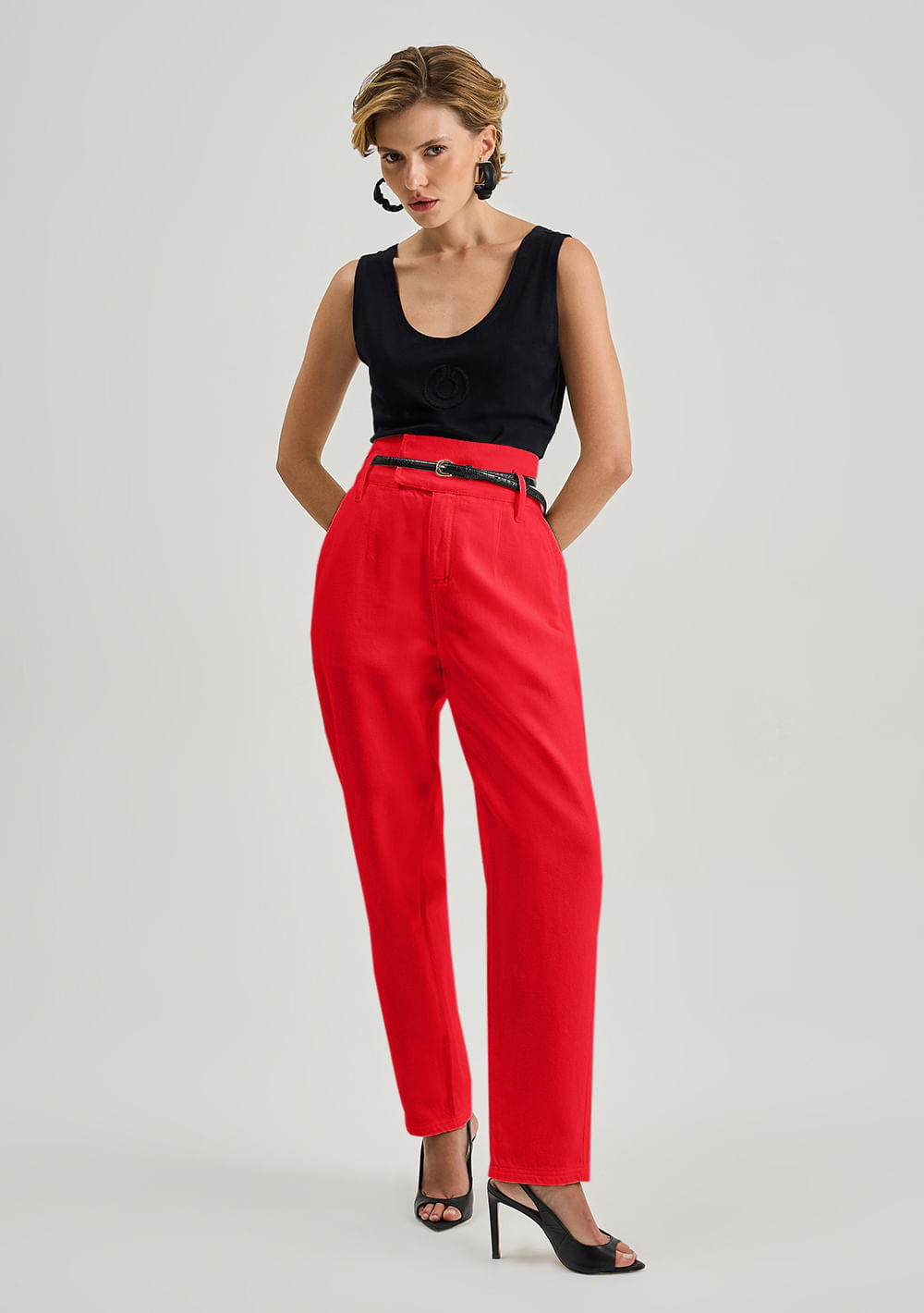 Calça Iódice Cenoura Alta Vermelho