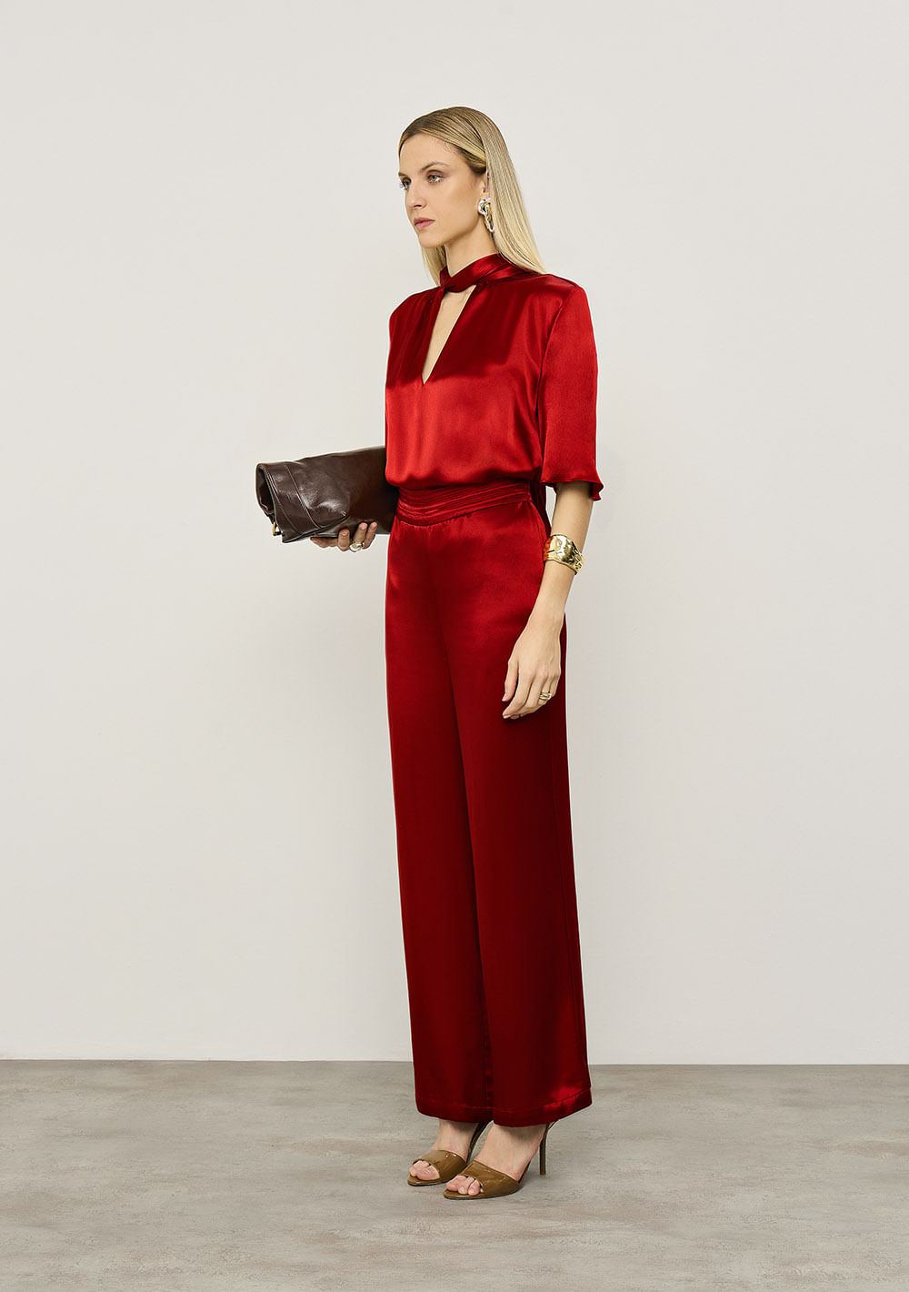 Calça Iódice Wide Alta Vermelho
