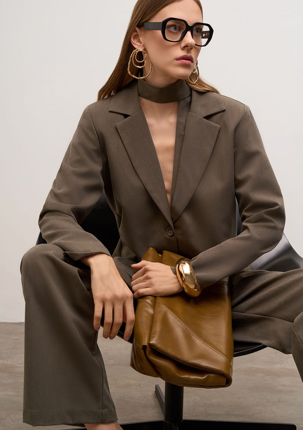 Blazer Iódice Solto Manga Longa Padrão Verde