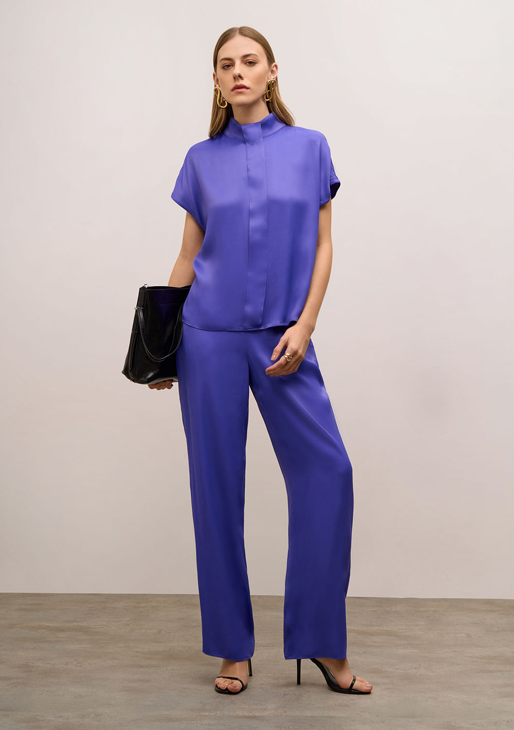 Calça Iódice Reta Alta Azul