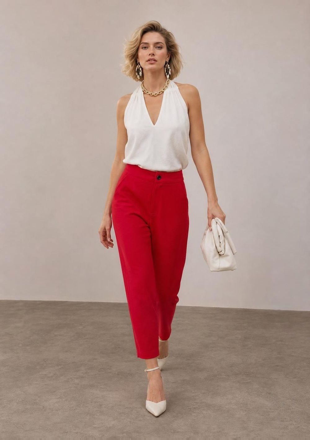 Calça Iódice Slim Alta Vermelho