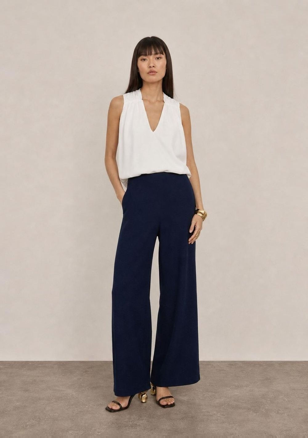 Regata Iódice Solta Decote Transpassado Padrão Off White