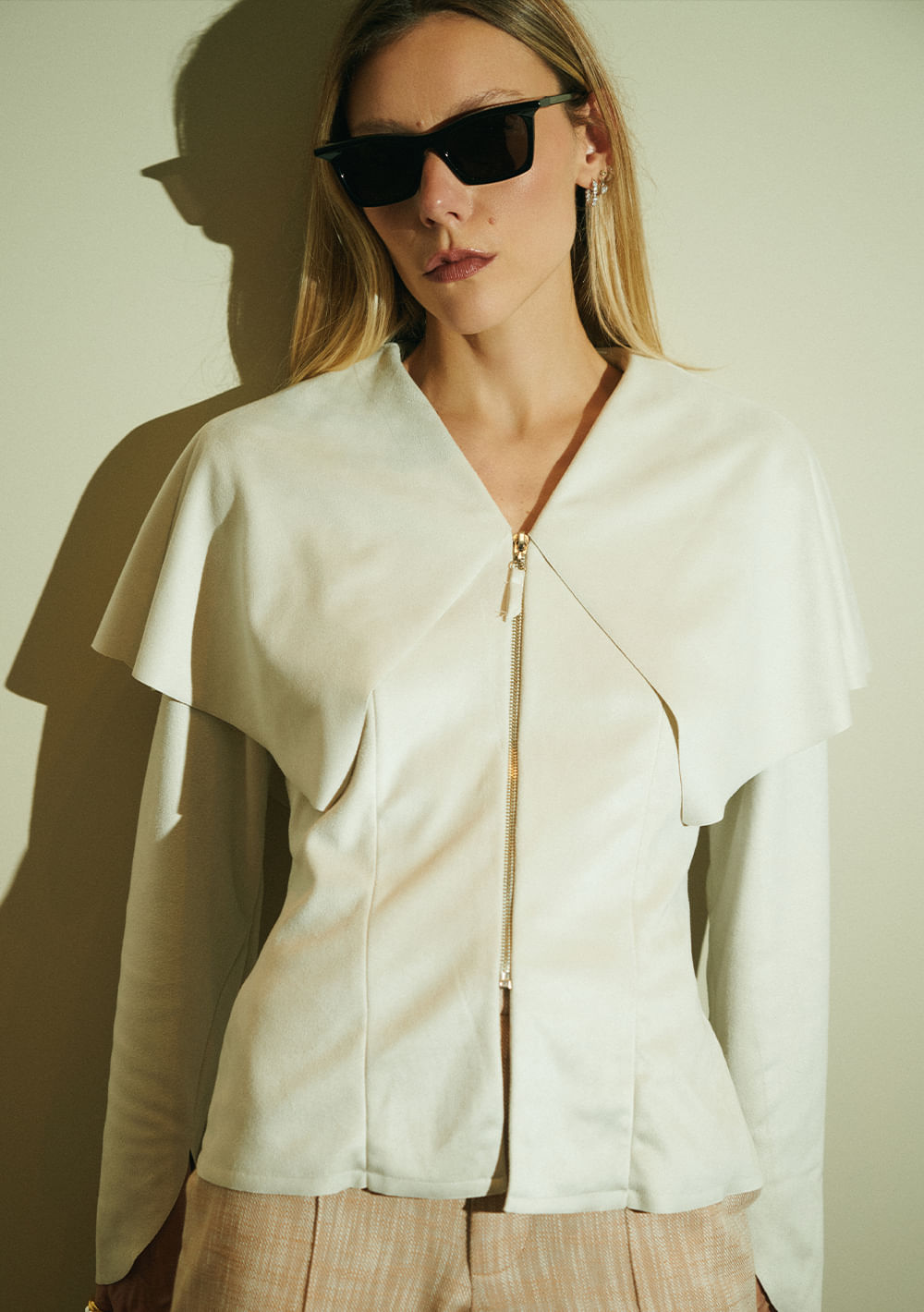Casaco Manga Longa Lines Off White