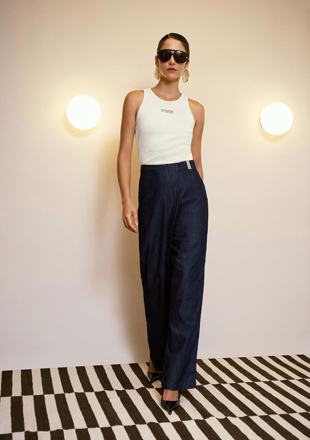 Calca Jeans Wide Leg Profilo Azul