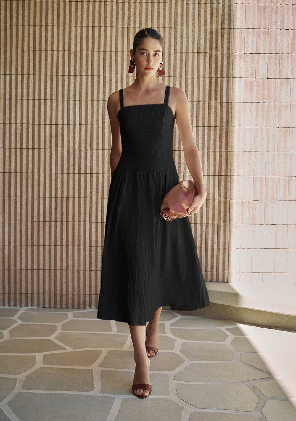 Vestido Midi Rosette Preto